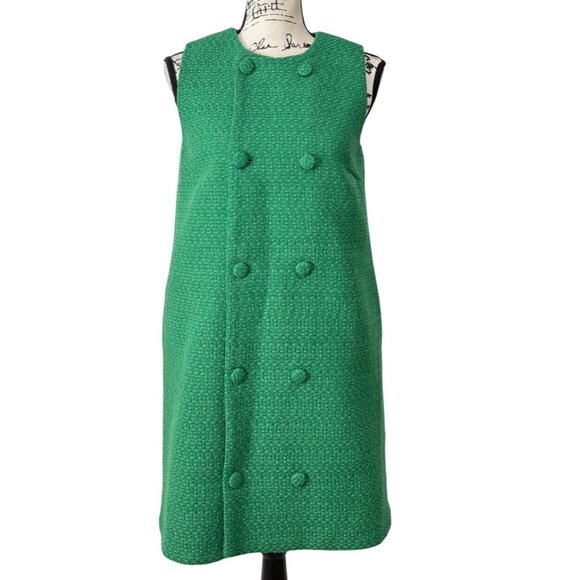 Pomander Place Tuckernuck Emerald Green Tweed Bianca Dress Sleeveless Size S - Picture 2 of 10